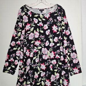 J. Jill Wearever Dress Shift Floral Knit  Long Sleeve Sz PXL Comfort  Office